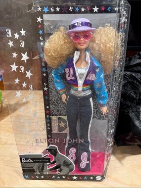 Signature Elton John Barbie Doll in Purple Jacket and Pink Accessories